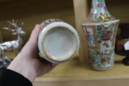A pair of Chinese famille rose vases, 19th century height 24cm